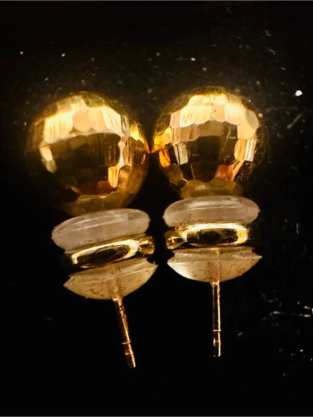 New 14K Solid Gold Earrings Ball disco diamond cut solid 14K gold earrings
